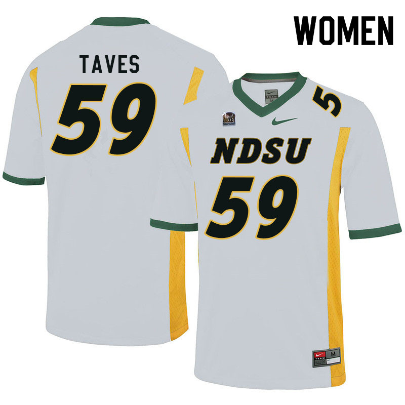 Women #59 Dylan Taves North Dakota State Bison College Football Jerseys Sale-White - Click Image to Close